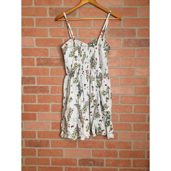 Hell Bunny Elaine Dress Floral Skeleton Print Sundress Size L Goth - Picture 4 of 9